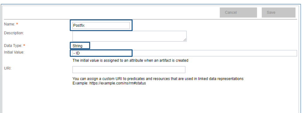 Create Postfix attribute = set values